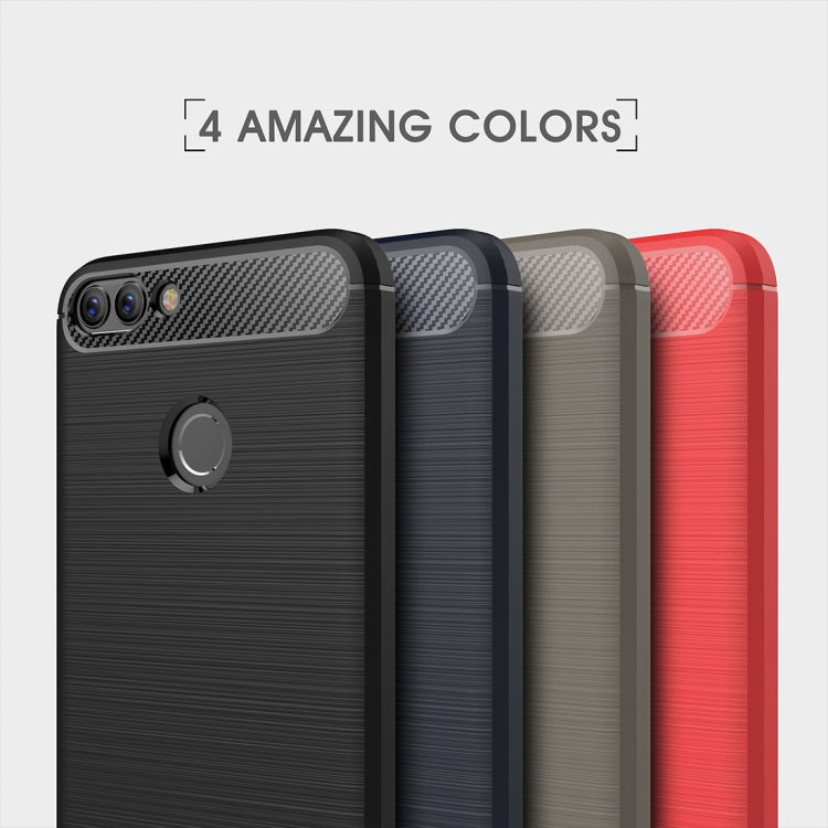 For Huawei P smart / Enjoy 7S Brushed Texture Carbon Fiber Shockproof TPU Protective Back Case