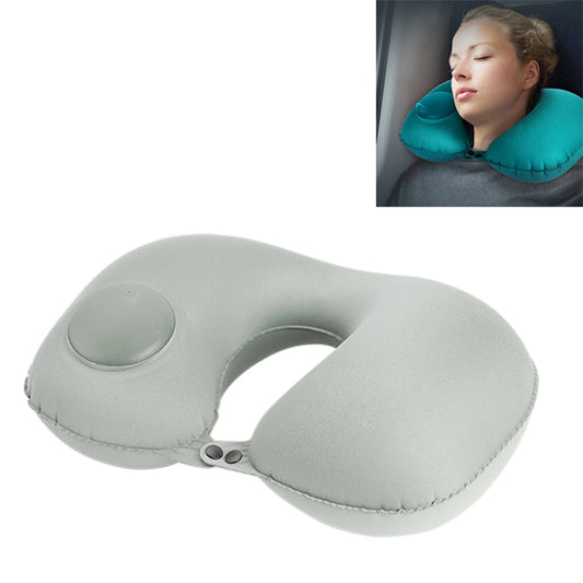 Oreiller cervical de voyage portable à gonflage automatique en forme de U