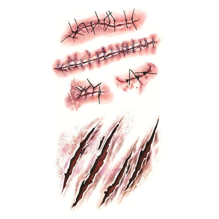 10pcs S-165 Halloween Terror Wound Realistic Scratches Injury Scar Temporary Tattoo Sticker, S-165/10pcs