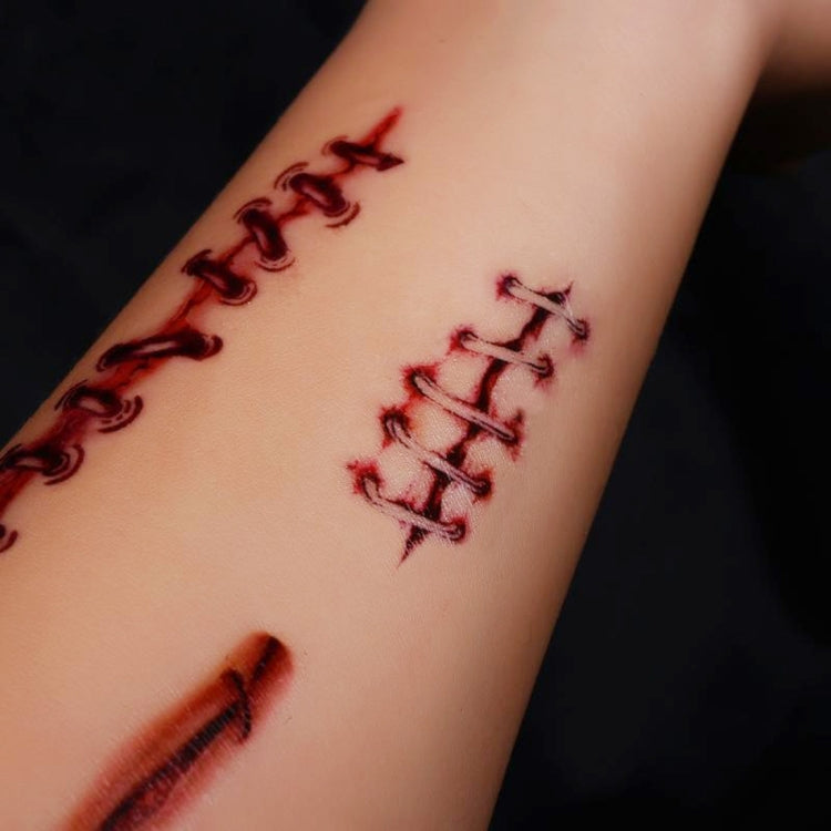 10pcs S-169 Halloween Terror Realistic Wound Injury Scar Temporary Tattoo Sticker, S-169/10pcs