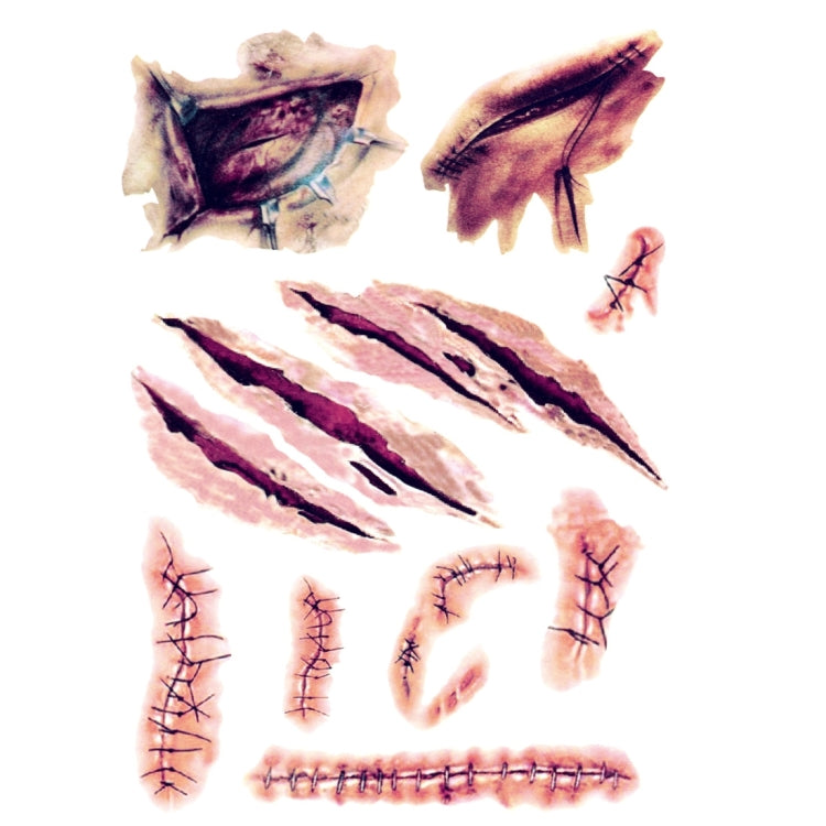 5pcs V-061 Halloween Terror Wound Realistic Scratches Injury Scar Temporary Tattoo Sticker, V-061/5pcs