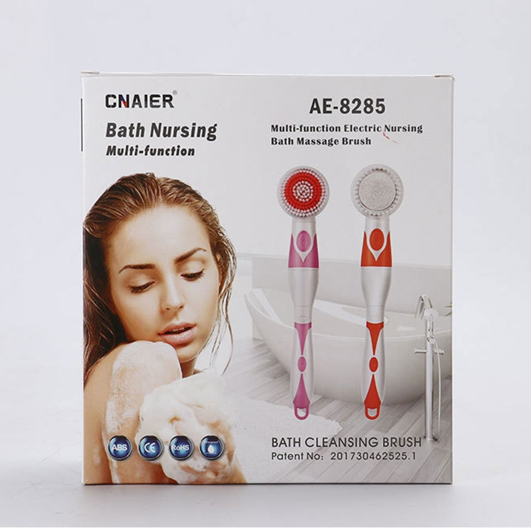 Multi-function Electric Waterproof Bath Cleansing Brush Long-handled Massage Brush, with 4 Brush Heads