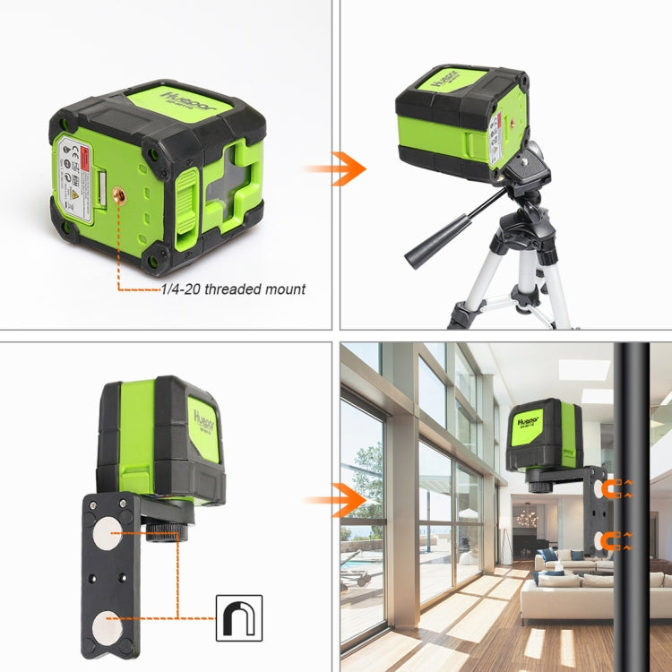 9011G 1V1H 15mW 2 Line Green Beam Laser Level Covering Walls and Floors