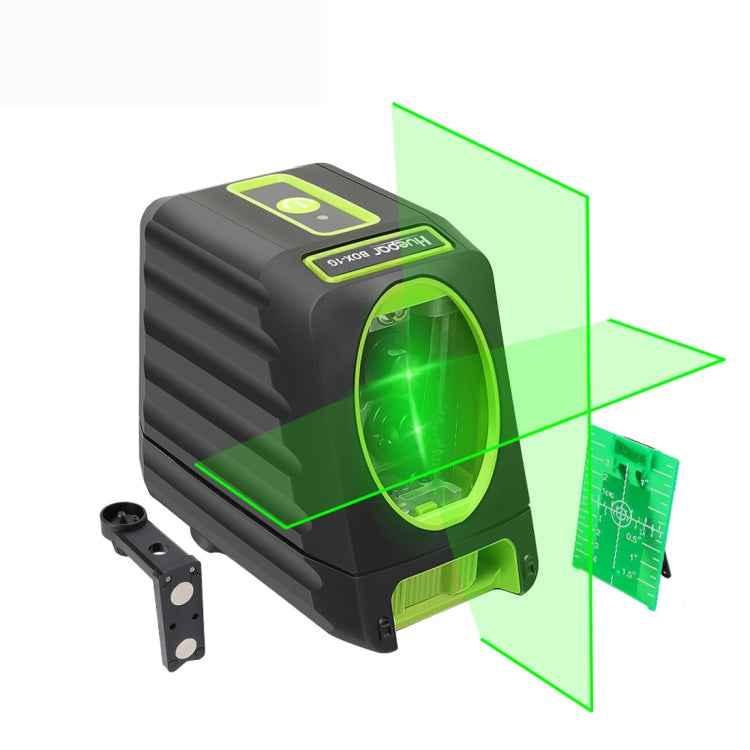 BOX-1G 1V1H 40mW & 10mW 2 Line Green Beam Laser Level Covering Walls and Floors