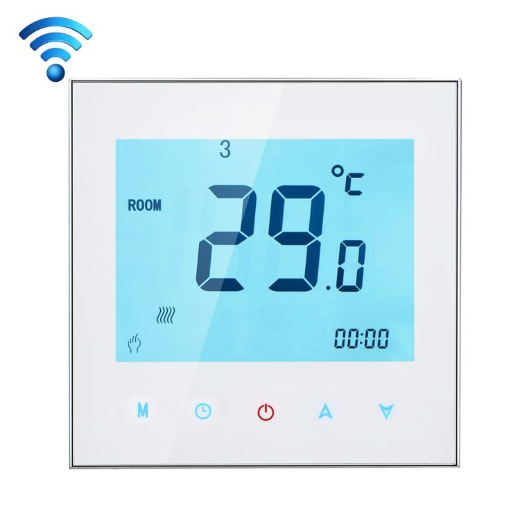 BHT-1000-GA-WIFI 3A Load Water Heating Type Touch LCD Digital WiFi Heating Room Thermostat, Display Clock / Temperature / Periods / Time / Week / Heat etc., BHT-1000 3A (Black), BHT-1000 3A (White)