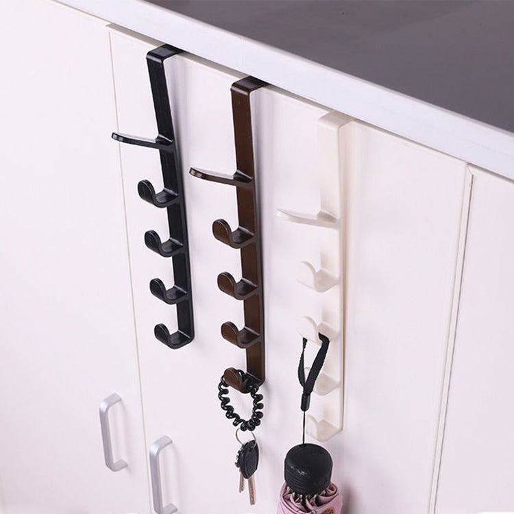 4pcs Multifunctional Vertical Style Bathroom Kitchen Wall Door Wardrobe Hanger Umbrella Clothes Towel Hook with 5 Hooks, Random Color Delivery