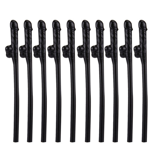 Lot de 10 pailles à siroter Dicky, longueur : environ 19 cm, pailles à siroter Dicky (noires)