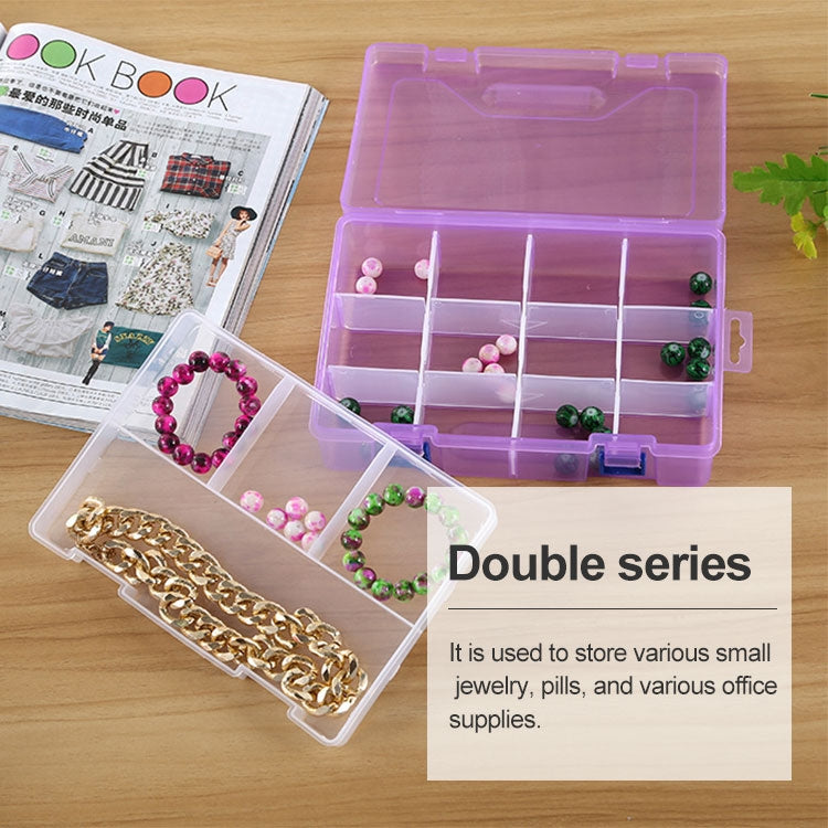 Double layer 8 Slots Plastic Jewelry Box Organizer Storage Container with Adjustable Dividers, 8 Slots (Pink), 8 Slots (Blue), 8 Slots (Purple), 8 Slots (White)