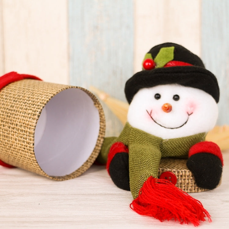 Christmas Decoration Linen Gift Box Cute Snowman Candy Jar, Size: 25*10cm, Snowman Shape