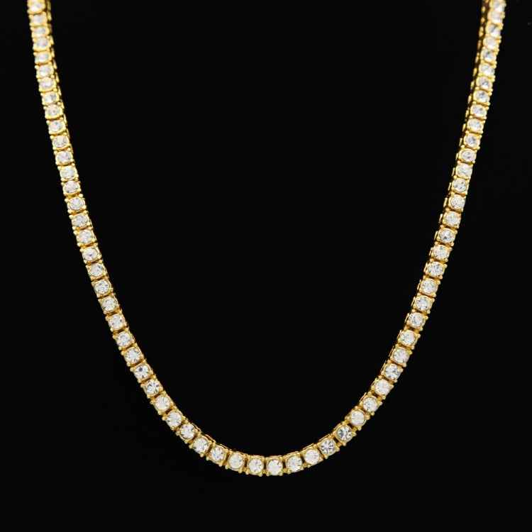 Mens Hip Hop Punk 1 Row Crystal Inlaid Alloy Necklace Chain, Size: 20 inch