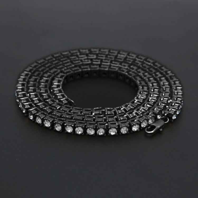 Mens Hip Hop Punk Single Row Crystal Inlaid Alloy Chain Necklace, Size: 30 inch, Size: 30 inch