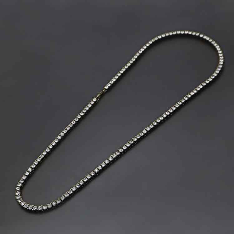 Mens Hip Hop Punk Single Row Crystal Inlaid Alloy Chain Necklace, Size: 30 inch