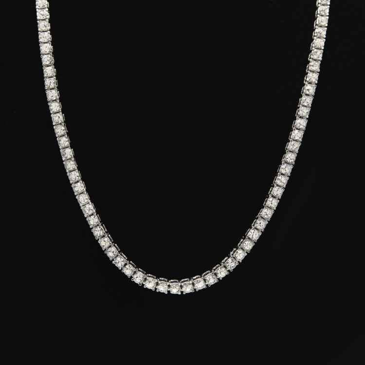 Mens Hip Hop Punk Single Row Crystal Inlaid Alloy Chain Necklace, Size: 30 inch