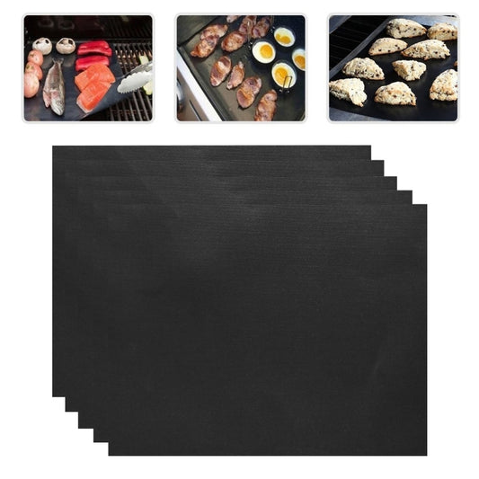 5 alfombrillas antiadherentes para parrilla de barbacoa de 0,2 mm de grosor, tamaño: 40 x 33 cm.