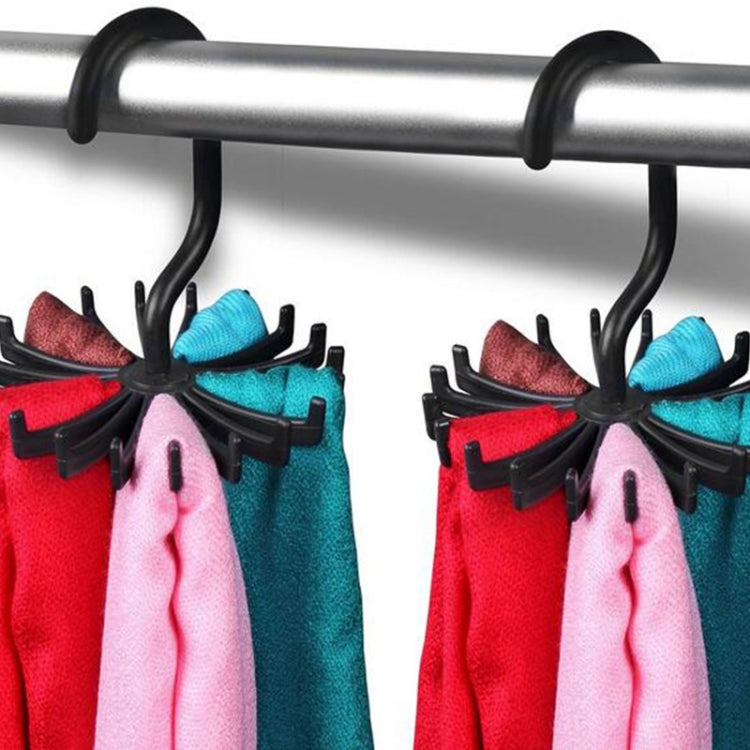 20 Claws 360 Degree Rotatable Tie Rack Belt Scarf Hanger Holder, Size: S, 20 Claws Black