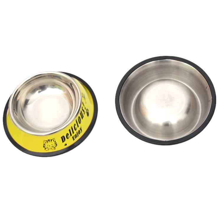 Stainless Steel Bowls, Anti-slip Colorful Paint Printed Pets Bowls, Bowl Diameter: 13 cm, Bowl Bottom Diameter: 17.7 cm, Diameter: 13 cm