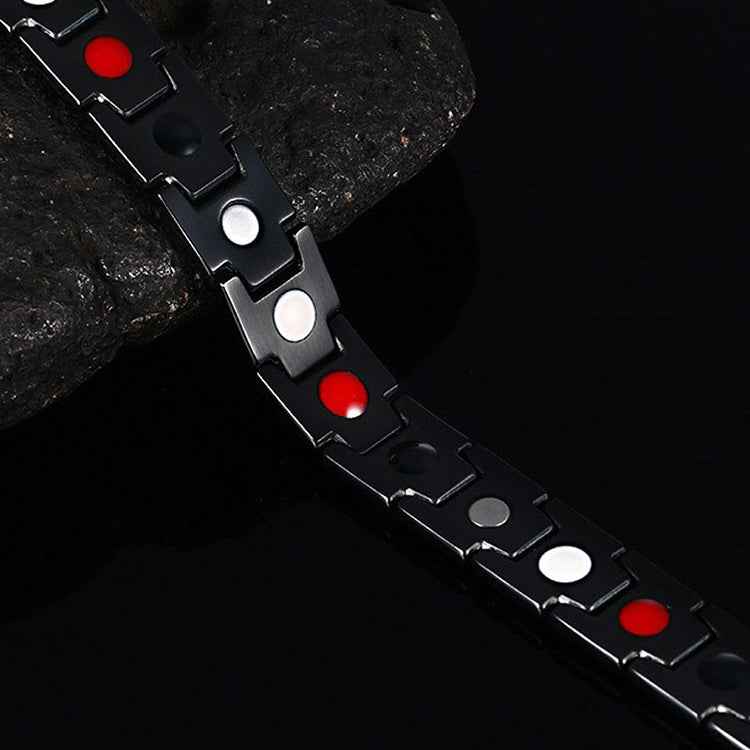 Europe and America Style Fashion Men Jewelry Stainless Steel + Black Plating Magnetic Health Bracelet, Size: 12mm*22cm (Black)