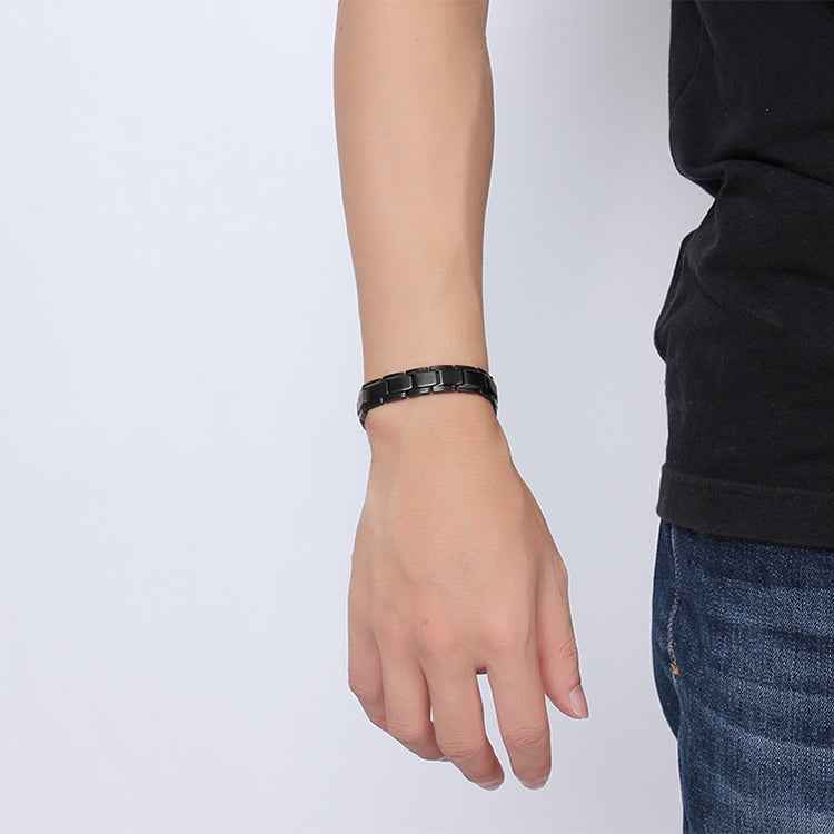 Europe and America Style Fashion Men Jewelry Stainless Steel + Black Plating Magnetic Health Bracelet, Size: 12mm*22cm (Black)