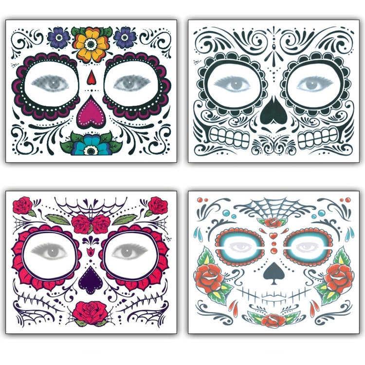 4pcs Halloween Waterproof Temporary Face Tattoo Stickers, Size: 150*125mm, Random Style Delivery, 150*125mm