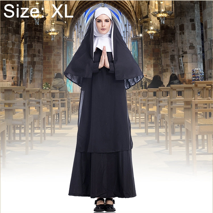 Costume d'Halloween pour femme, religieuse, missionnaire, cosplay, taille : S, M, L, XL, XXL