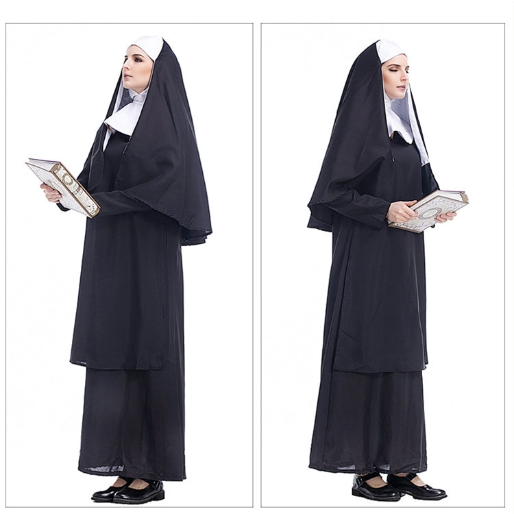 Costume d'Halloween pour femme, religieuse, missionnaire, cosplay, taille : S, M, L, XL, XXL