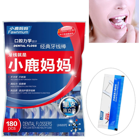 Hilo dental ultrafino de seguridad Fawnmum, hilo para palillos de dientes de alta tensión (2 paquetes, 180 unidades)