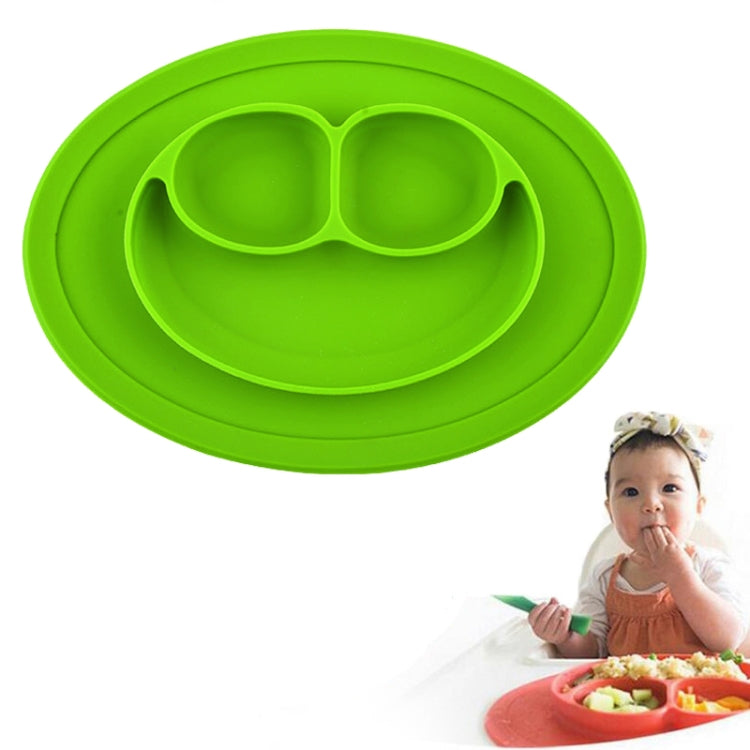 Mantel individual de silicona con ventosa para niños, redondo, de una pieza, estilo Smile Style, con plato y tazón integrados.