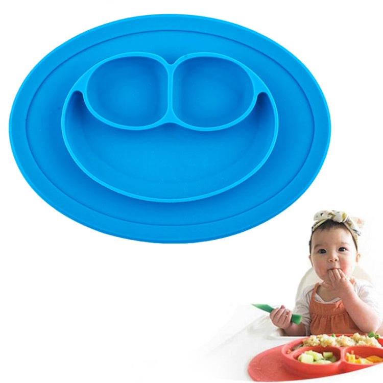 Mantel individual de silicona con ventosa para niños, redondo, de una pieza, estilo Smile Style, con plato y tazón integrados.