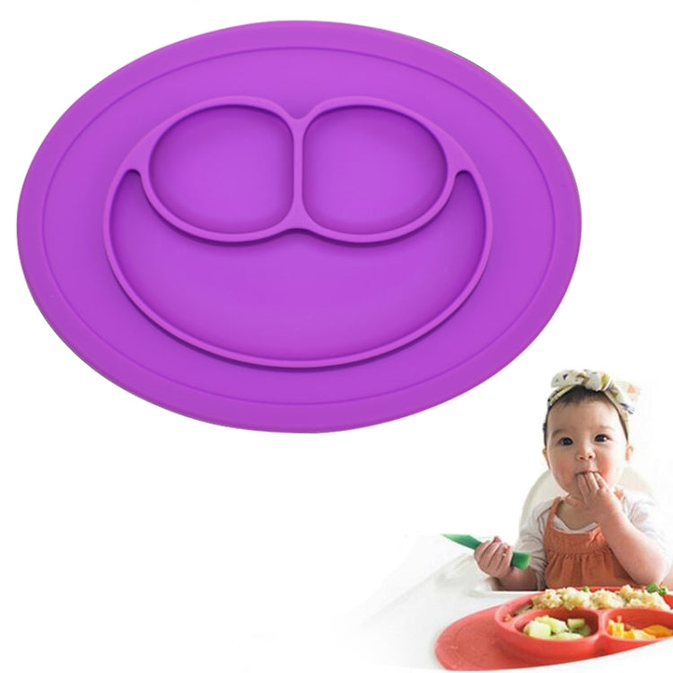 Mantel individual de silicona con ventosa para niños, redondo, de una pieza, estilo Smile Style, con plato y tazón integrados.