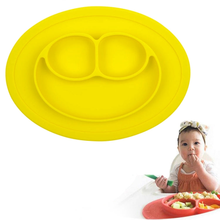 Mantel individual de silicona con ventosa para niños, redondo, de una pieza, estilo Smile Style, con plato y tazón integrados.