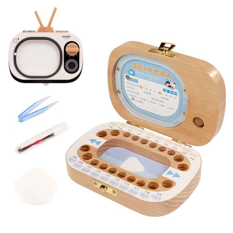 Creative Wooden Children TV Set Deciduous Tooth Preservation Box Baby Teeth Tooth House Storage Box, HC2008A, HC2008B, HC2008C