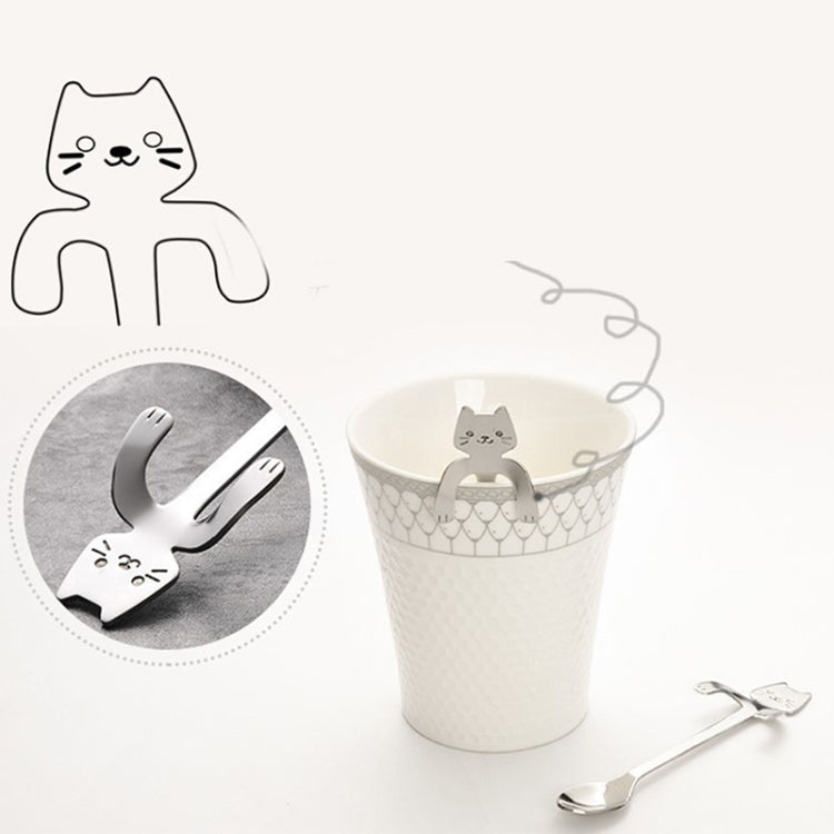Creative 304 Stainless Steel Cartoon Cat Handle Coffee Stirring Spoons, 11.8*1.8cm, Black, Gold, Silver