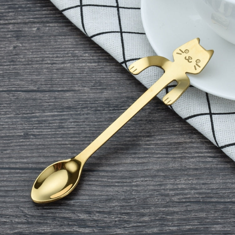 Creative 304 Stainless Steel Cartoon Cat Handle Coffee Stirring Spoons, 11.8*1.8cm, Black, Gold, Silver