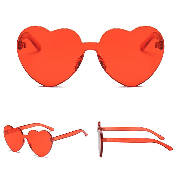 Heart Shape Rimless UV400 Sunglasses for Women, S8018 Dark Red, S8018 Pink, S8018 Watermelon Red
