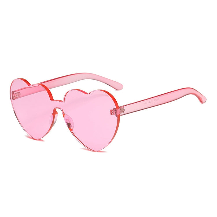 Heart Shape Rimless UV400 Sunglasses for Women, S8018 Dark Red, S8018 Pink, S8018 Watermelon Red