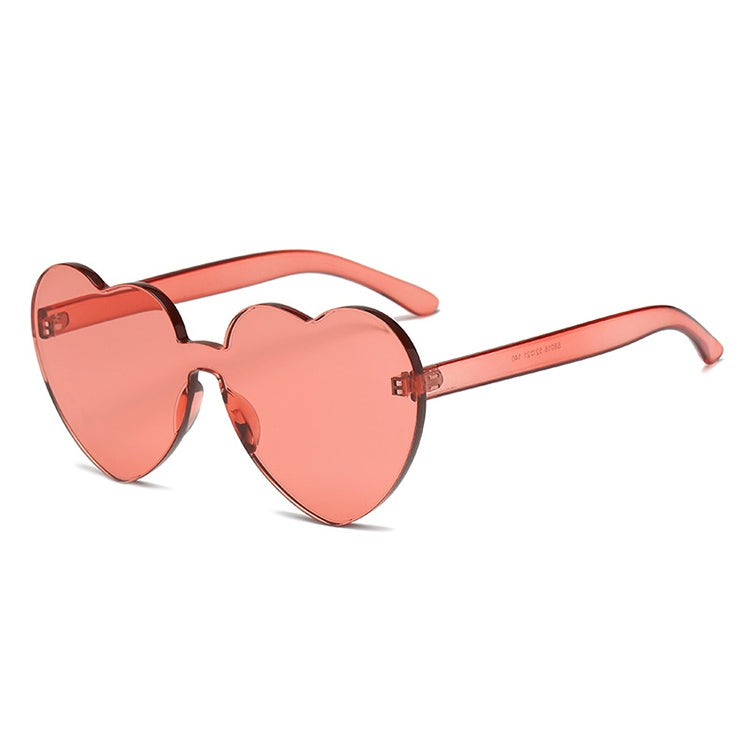 Heart Shape Rimless UV400 Sunglasses for Women, S8018 Dark Red, S8018 Pink, S8018 Watermelon Red