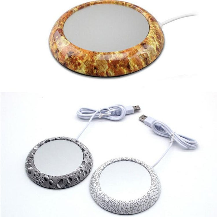 Calentador de tazas USB de escritorio con diseño de mármol y veta de madera, para té, café y bebidas, color aleatorio.