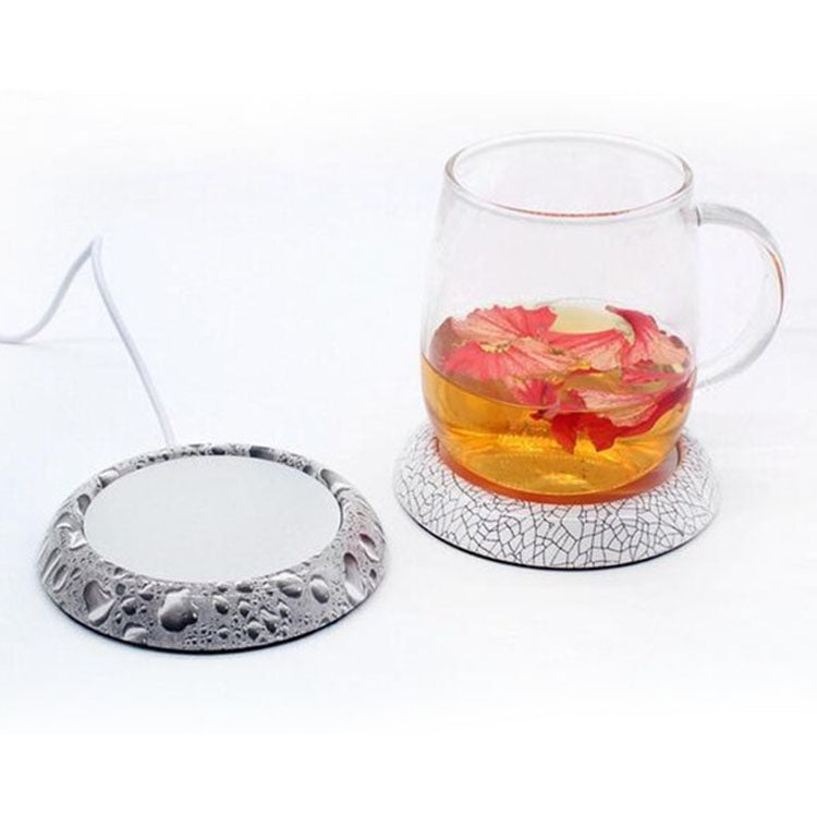 Calentador de tazas USB de escritorio con diseño de mármol y veta de madera, para té, café y bebidas, color aleatorio.