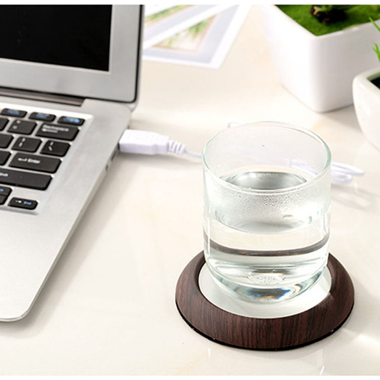 Calentador de tazas USB de escritorio con diseño de mármol y veta de madera, para té, café y bebidas, color aleatorio.