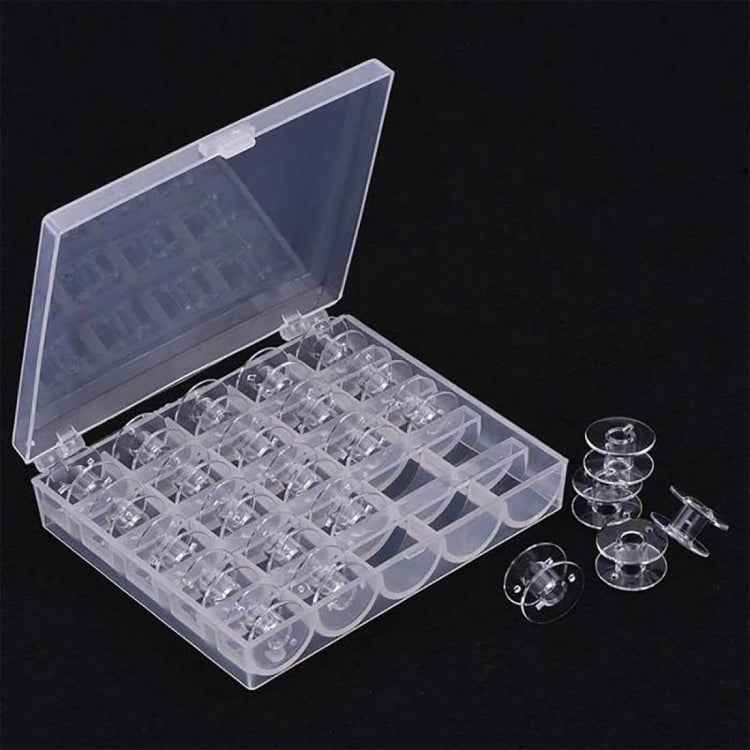 Transparent Plastic Bobbin Sewing Machine Spool Bobbin Box with 25 Bobbins