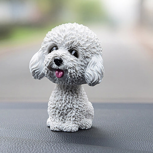 Adornos de resina para coche con forma de perro que mueve la cabeza, adorables perros de dibujos animados, regalos de Año Nuevo con cinta adhesiva de doble cara.