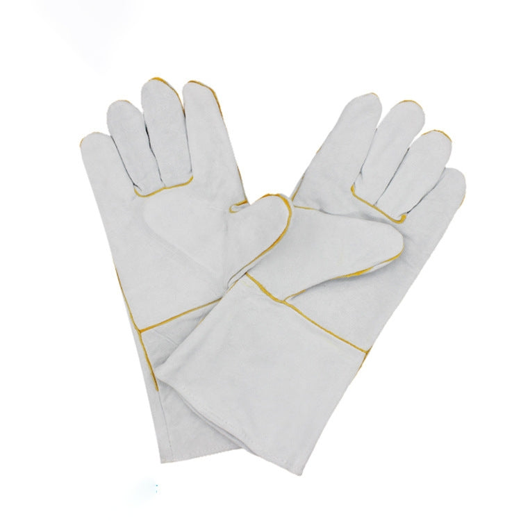 72# Wear-Resistant Full Two-layer Leather Insulation Gloves High Temperature Welding Welder Gloves Leather Work Protection, Size: 34*16cm, 72#
