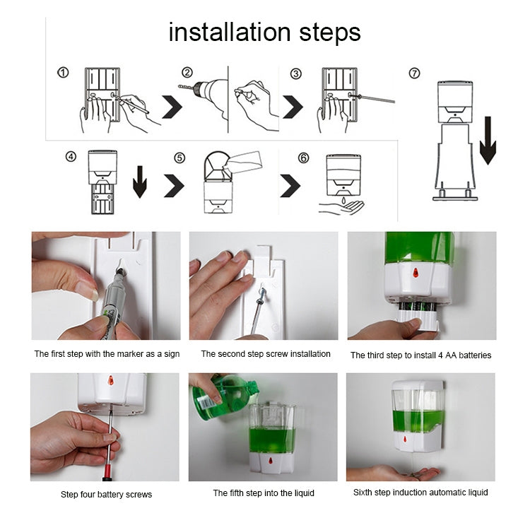 Distributeur automatique de savon liquide 700 ml, F1309, style liquide 700 ml