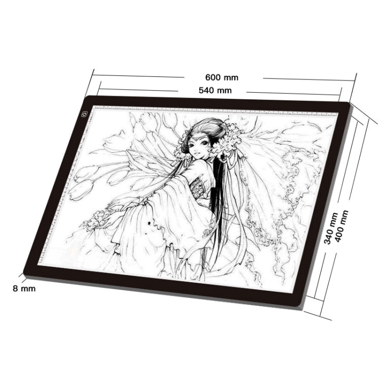 A2 Size 23W 12V LED Three Level of Brightness Dimmable Acrylic Copy Boards for Anime Sketch Drawing Sketchpad, with Power Adapter