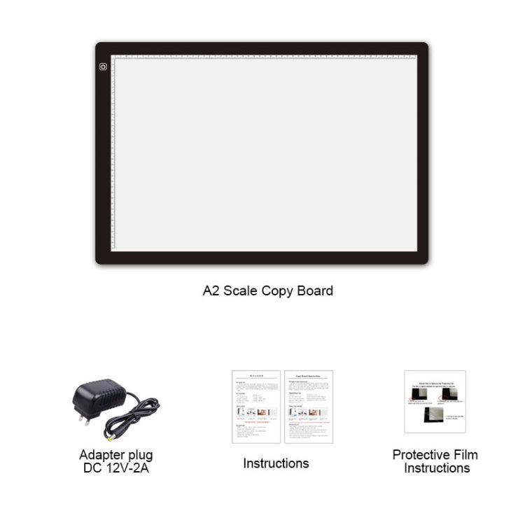 A2 Size 23W 12V LED Three Level of Brightness Dimmable Acrylic Copy Boards for Anime Sketch Drawing Sketchpad, with Power Adapter