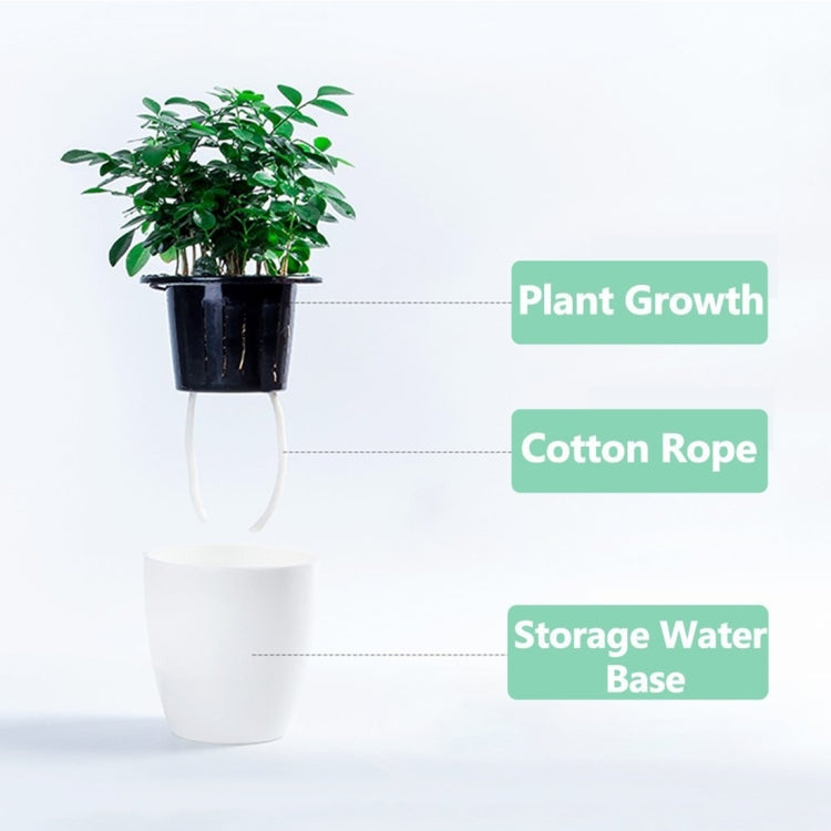 Lazy Flower Pots Automatic Water-absorbing Hydroponic Potted Plants Circular Resin Plastic Flower Pots Double-layer Design Self Watering Planter, Diameter: 13cm, Height: 13.7cm, Diameter: 13cm, Height: 13.7cm