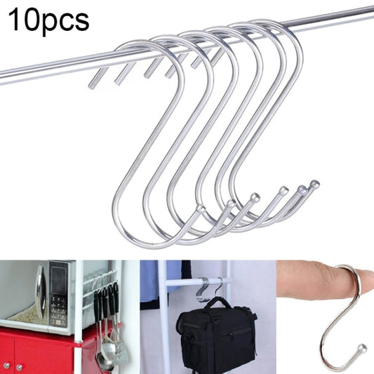 Gancho de metal de acero inoxidable en forma de S multifuncional de 3 mm, 10 unidades, longitud: 7 cm, 7 cm
