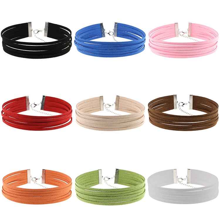 3 PCS European and American Style 6 Layers Flannel Necklace Collar, Random Color Delivery