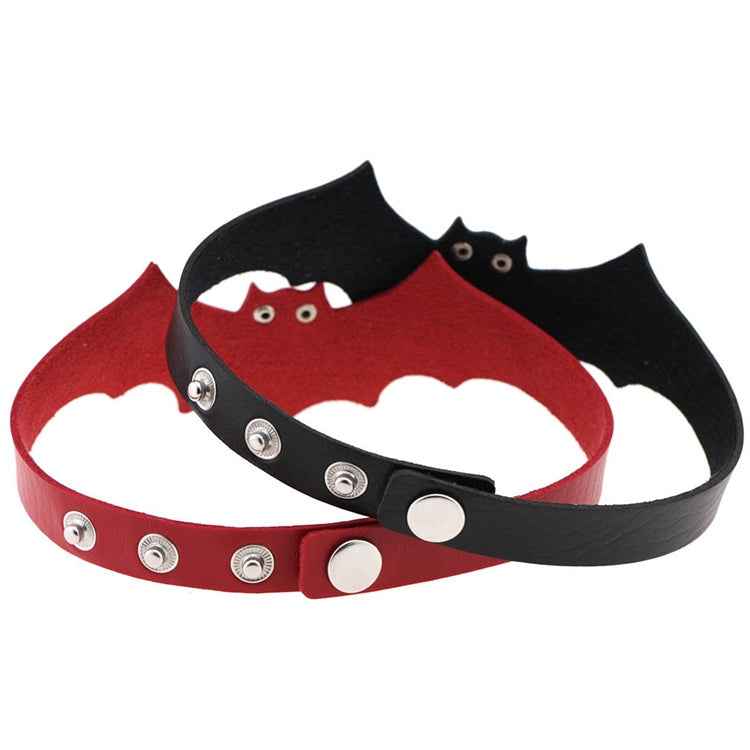 3 PCS European and American Style Popular Bat Styling Leather Necklace Collar, Random Color Delivery