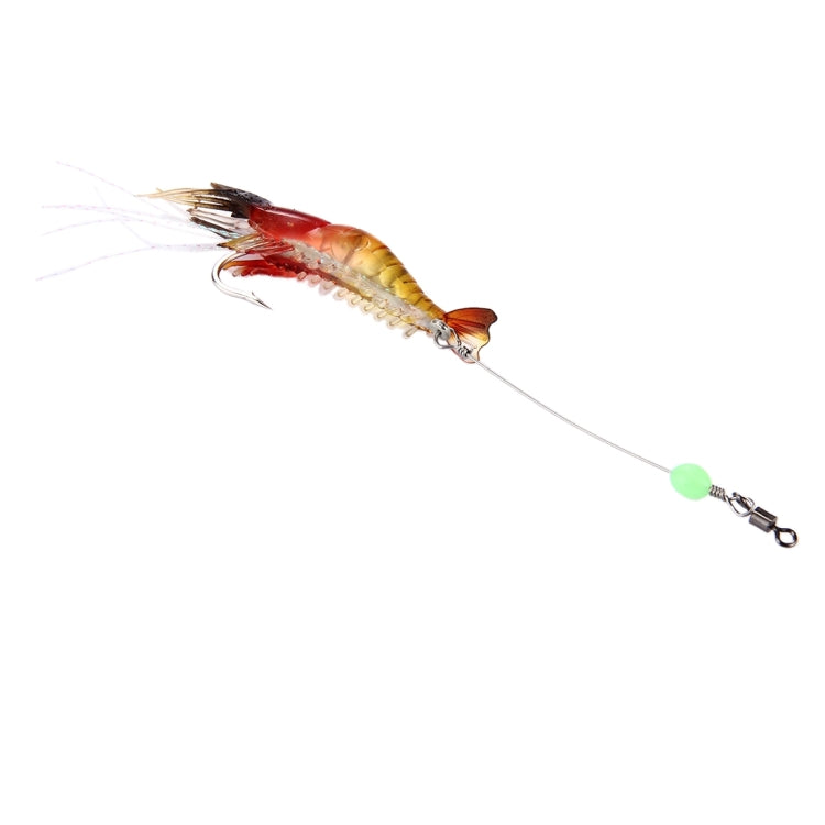 Luminous Shrimp Shape Fishing Lures Artificial Fishing Bait with Hook, Length: 7cm, Yellow Red